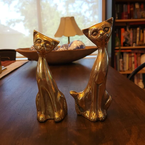 Pair of Brass Cats - Picture 1 of 5